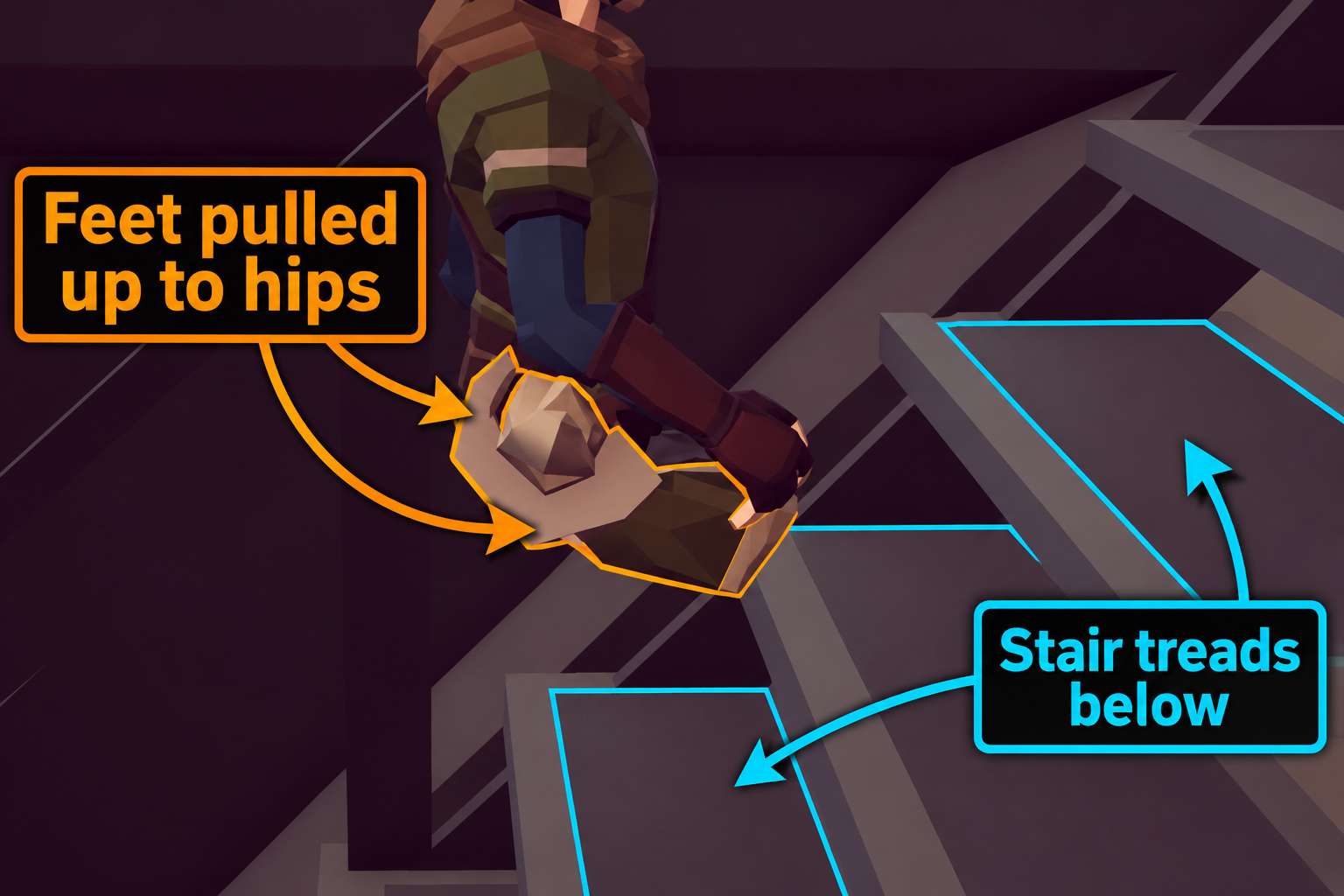 Missing foot IK targets pulled both feet toward his hips.